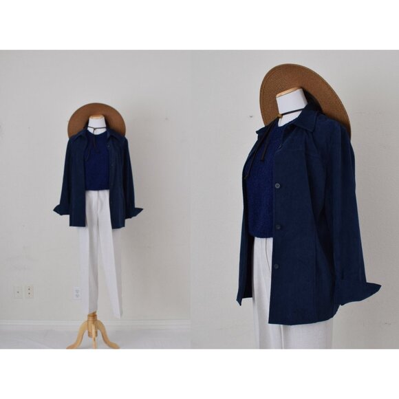 Vintage 90s Blue‎ Polyester/Spandex Shirt size 10 - Picture 1 of 10